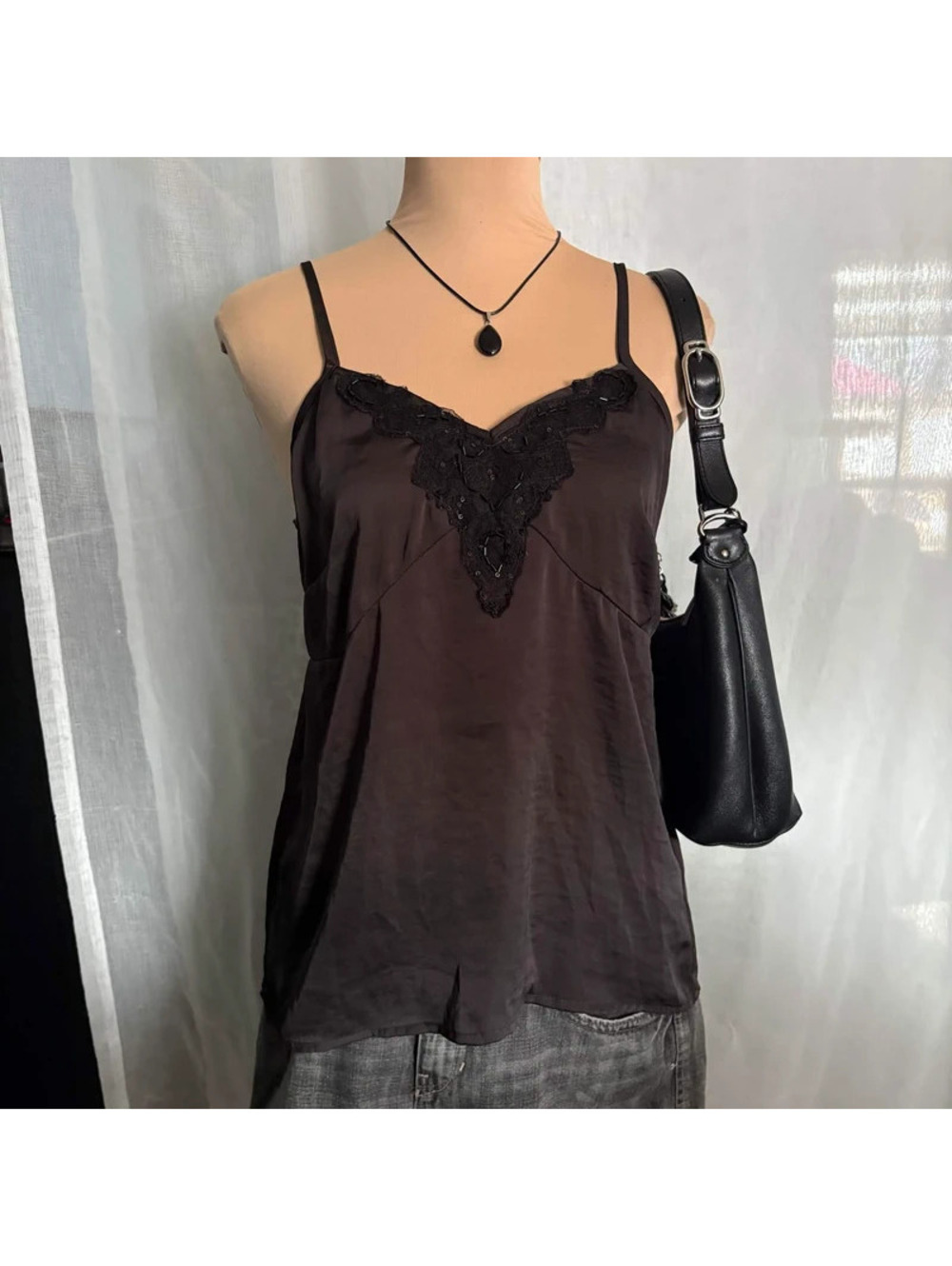 black sequined cami